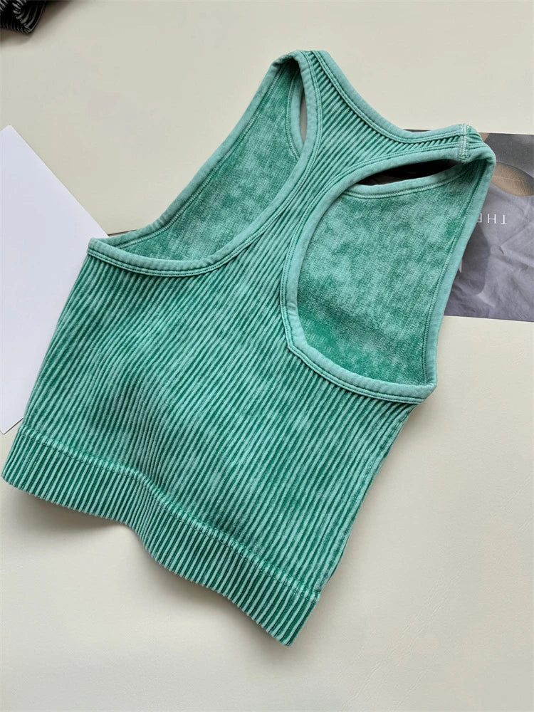 Seamless Yoga Top Fitness Sports  Gym Running Vest  Workout Women Athleisure Sleeveless Crop Top - SS69
