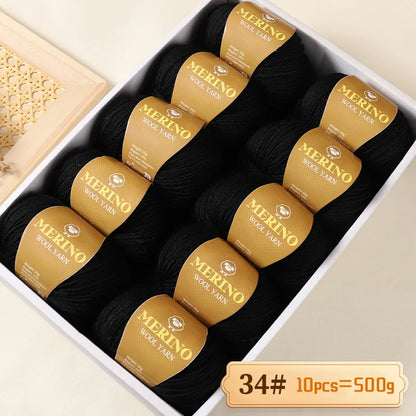 500g of High-Quality 212 Medium-Fine Alpaca Wool Yarn, Suitable for Knitting Sweaters, Scarves, and Hats, 10 Skeins/Pack