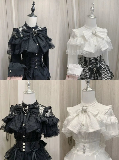 Kimutomo Lolita Style Shirts Women Bow Lace Patchwork Solid Japanese Style Y2k Sweet Blouse Spring Summer Fashion Tops Ladies SS69