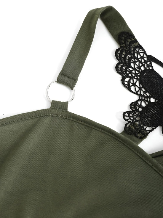 New European and American women's pleated suspenders butterfly lace cross vest in spring and summer of 2024 SS69