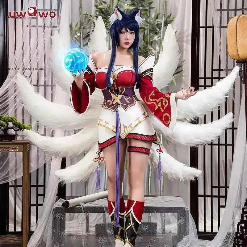 IN STOCK UWOWO Ahri Cosplay Game Ahri Champion Nine Tails Wildd Riftt Game Cosplay Costume Ahri Halloween Cosplay
