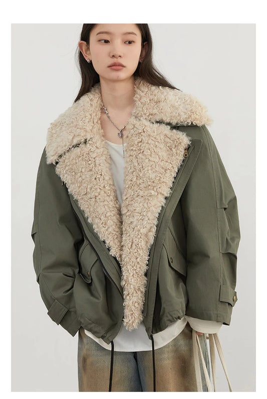 CHIC VEN Women Coats Streetwear Loose Casual New Retro Motorcycle Cotton Jacket Thick Warm Female Overcoat Autumn Winter 2026