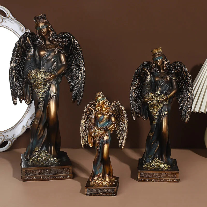 Greek Goddess of Fortune Resin Figurine - Antique Style Home Decor