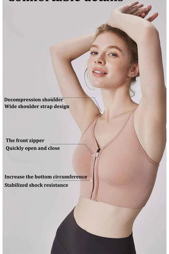 CZGUKE Women's zipper sports bra vest plus size shock resistant bra women's yoga running fitness bra women's underwear