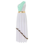 Womens One-Shoulder Greek Goddess Costume Dress with Chiffon Overlay