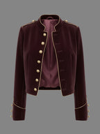 Modigirl Women's Velvet Wine Red Casual Jacket - Autumn/Winter