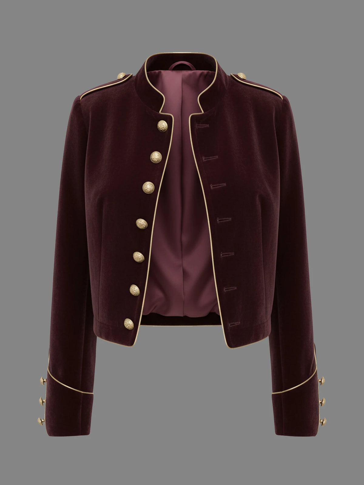 Modigirl Women's Velvet Wine Red Casual Jacket - Autumn/Winter