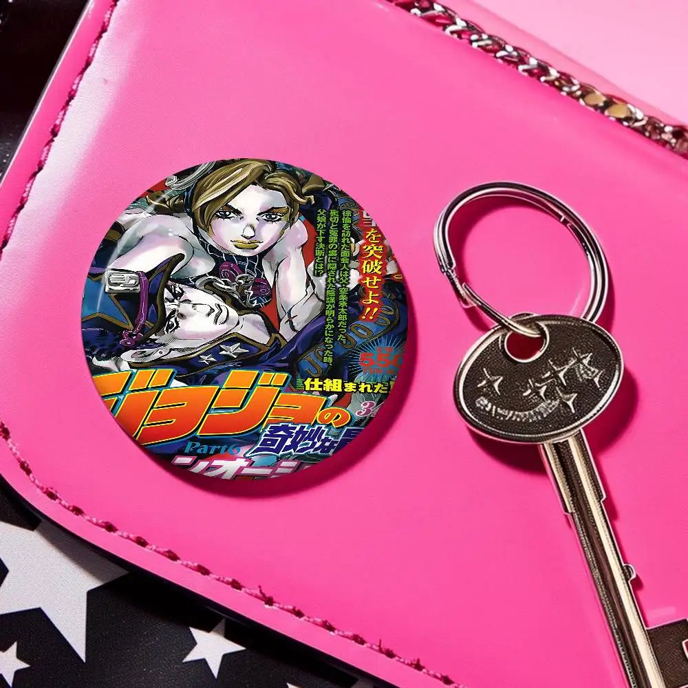 Anime JoJo Bizarre Adventure Soft Button Pin Round Metal Badge Lapel Pin Parts Gift Friends Kid Jewelry