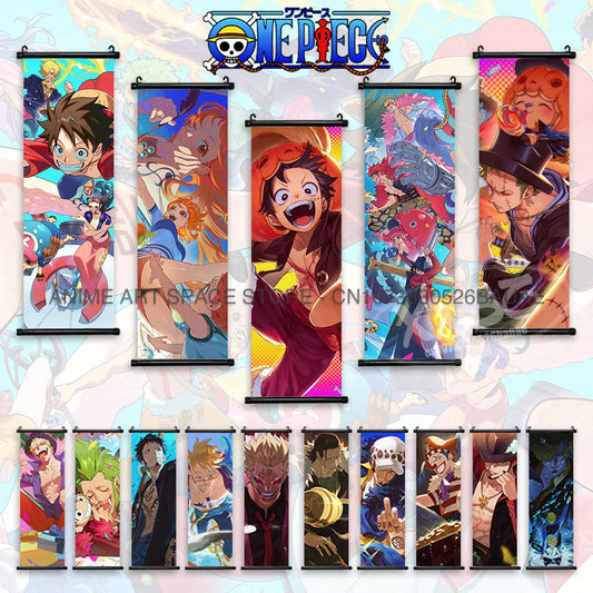 ONE PIECE Hanging Painting Japanese Anime Home Decor Wall Art Luffy Scrolls Pictures Passion Straw Hat Pirates Warm Blood Comics SS69