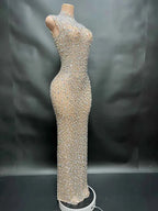 Elegant Luxury Crystal Party Dress Birthday Celebration Dress Bride Diamond Long Prom Dress Mother Formal Grand Party Dress