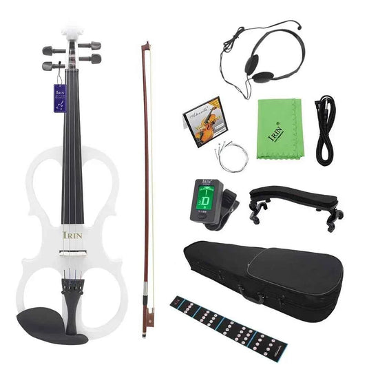 IRIN 4/4 Electric Violin Maple Body Silent Violin With Bow Case Headphone Cable Violin Shoulder Rest Aluminium Alloy Accessories