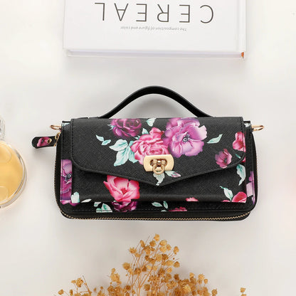 Phone Case Smartphone Android Cases Samsung Galaxy S25 Ultra Accessories Magsafe Wallet Luxury Lanyard Leather Zipper Flower Bag SS69 41.69 black / Galaxy S23