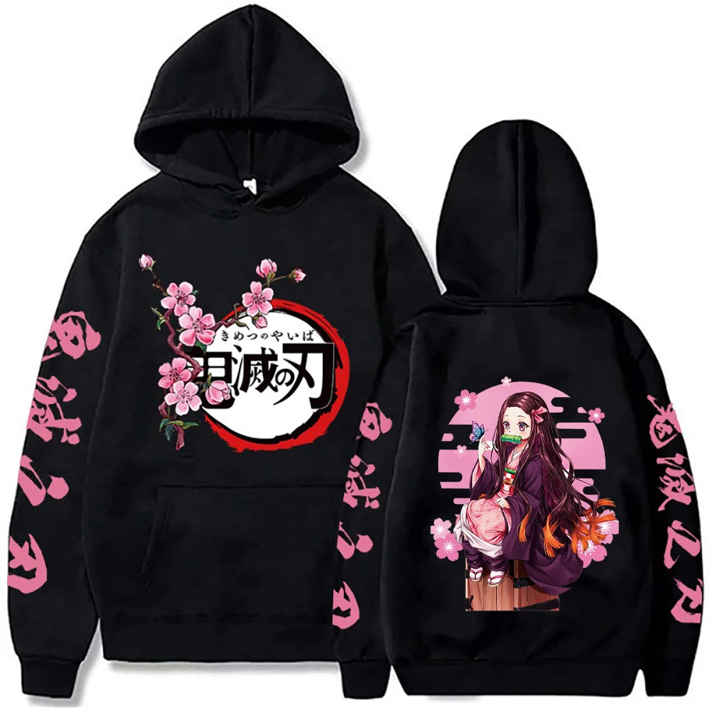 Harajuku Demon Slayer Plus Size Hoodie Kamado Nezuko Graphic Print Women Sweatshirts Long Sleeve Fashion Female Streetwear SS69 21.69 Black4 / 4XL