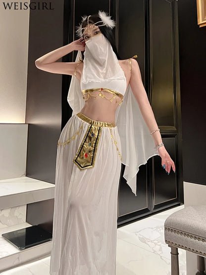 Belly Dance Costume Women's Sexy Arabian Princess Costume Fancy Indian Dance Embroider Bollywoods Jasmine Dress Egyptian Queen