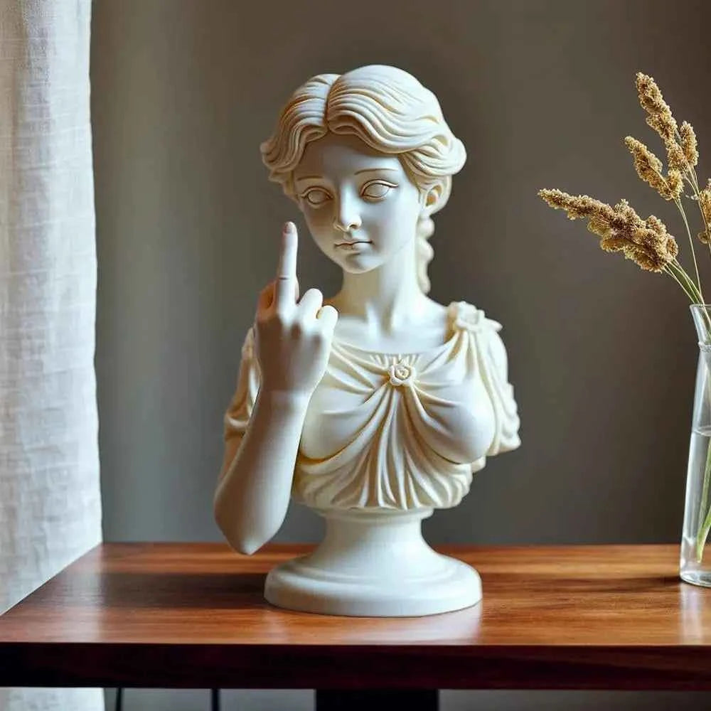 Vienna Goddess Statue With Vertical Middle Finger Resin Craftsmanship 3d Mocking Goddess Ornament For Home Decor