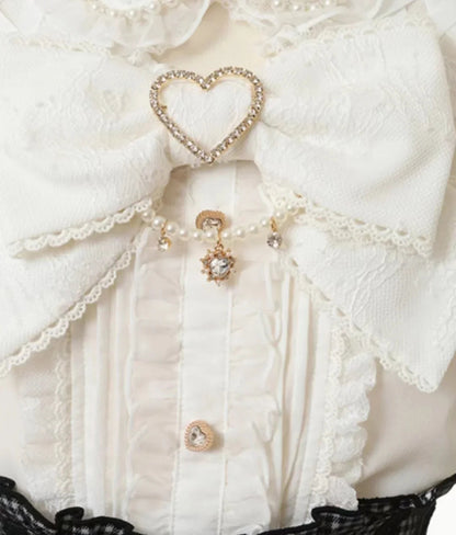 Japanese Liz Mine Women's Shirt Summer Off Shoulder Big Bow Short Sleeve Top Cute Girl BlousesHigh Waist Skirt 2 Piece Skirt Set SS69