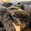 Leopard Print Plush Quilt Cover Set - Warm Coral Fleece