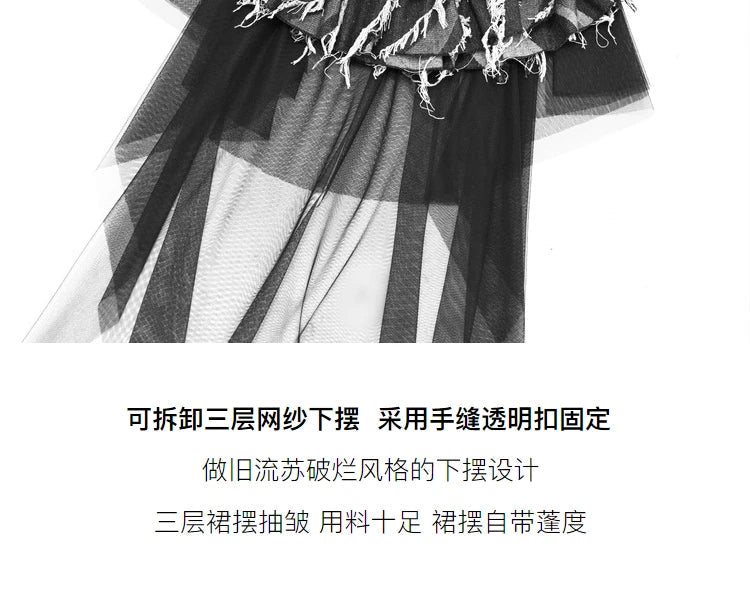 Blood Supply Original Punk Aesthetic dress hot girl Dragon Pattern Denim Sexy Slim Fit Dress Summer Halter Ruffles Short Dresses SS69