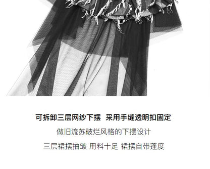 Blood Supply Original Punk Aesthetic dress hot girl Dragon Pattern Denim Sexy Slim Fit Dress Summer Halter Ruffles Short Dresses SS69