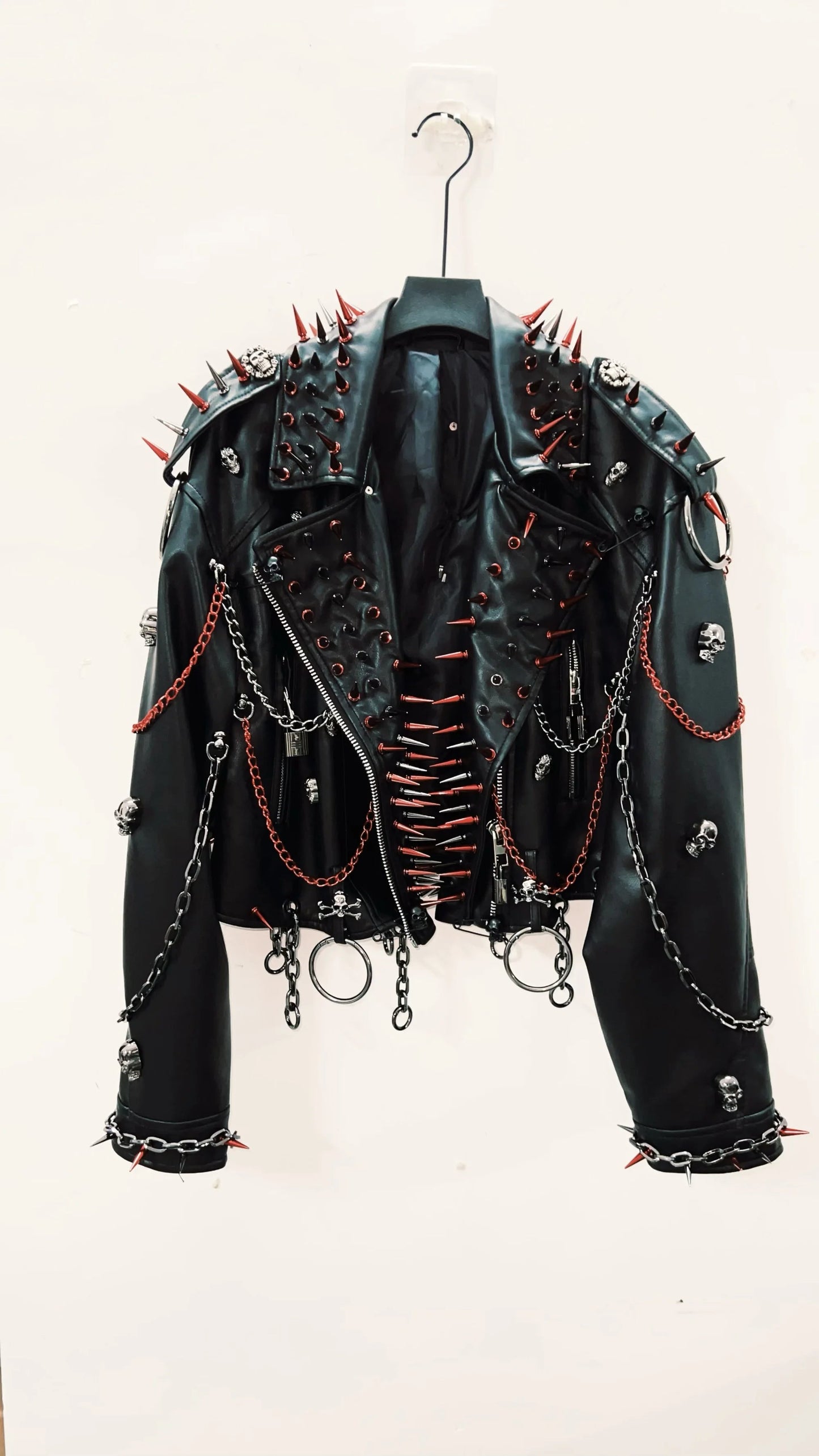 vintage Leather jacket Gothic Leather jacket Punk Leather jacketoversizeLeather jacket Rivet Leather jacket skull Leather jacket SS69