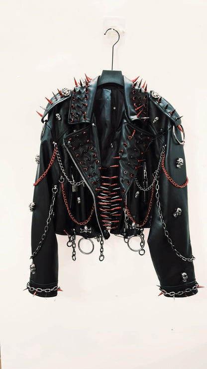 vintage Leather jacket Gothic Leather jacket Punk Leather jacketoversizeLeather jacket Rivet Leather jacket skull Leather jacket SS69