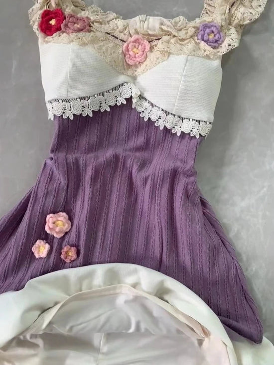 Summer French Sweet Dress Women Elegant Vintage Decal Design Slim Mini Dresses Vacation Bohemia Beach Style Mini Dress Chic New SS69