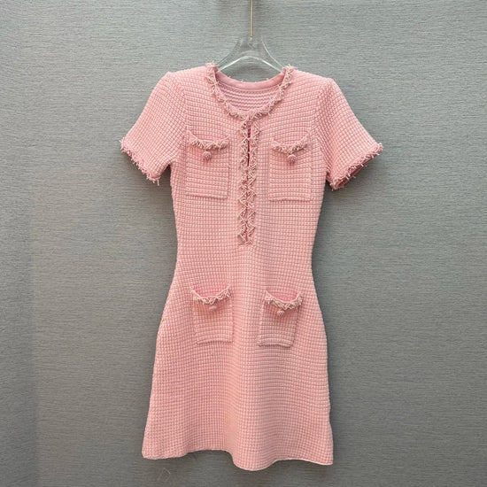 Spring/summer new Y2K high quality wool blend knit skirt Fashion commute front pocket fashion workwear knee length A-line skirt - SS69 