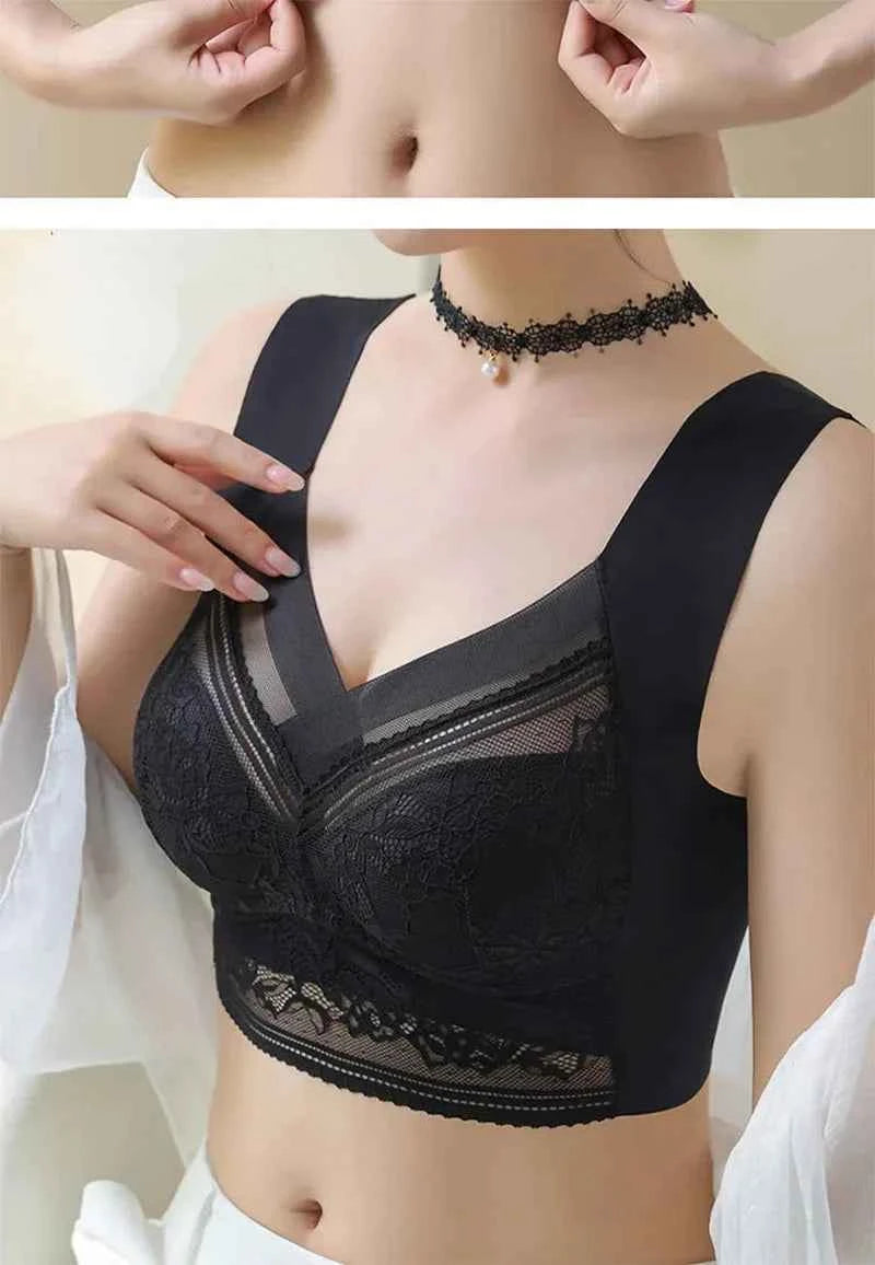 L-6L Women Large Bra Push Up Ice Silk Seamless Upper Bralette Lace Wireless Summer Bras Top Lingerie Underwear Brasieres Mujeres