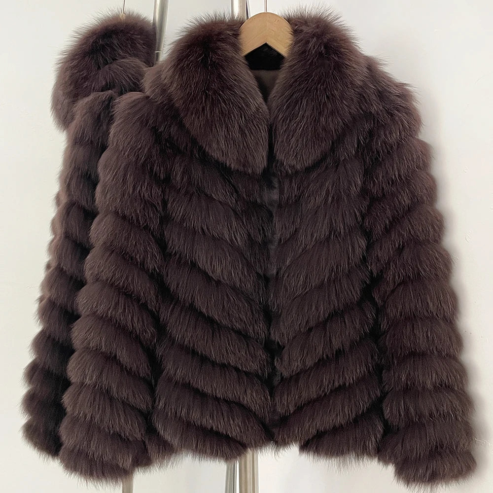 OFTBUY Women's Real Fox Fur Coat - Thick Warm Winter Jacket