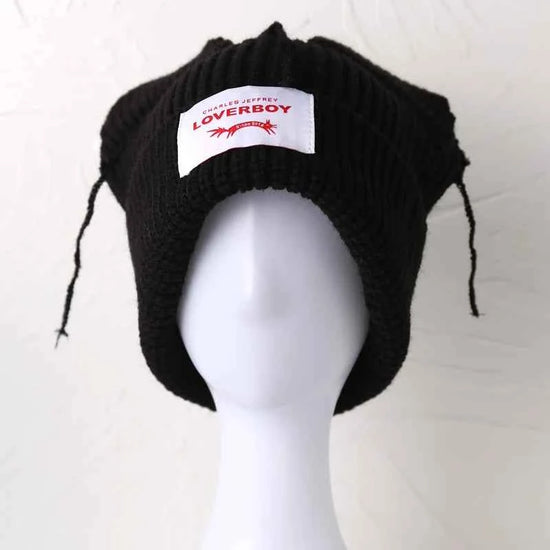 Long fox Ears Knitted Hat Men Women Rabbit Ear Warm Crochet Beanies Kpop Hip Hop Hat Winter Skullies Cap Y2k Christmas Gifty