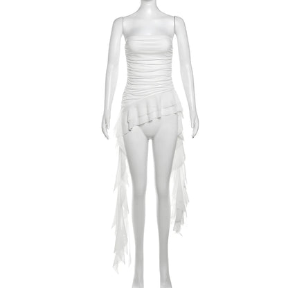 Nibber 2026 Spring New Solid Color Sweet Gentle Cute All-match High Street Travel Sexy Cool Women Chest Wrap ruched Tassel Vest