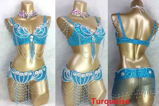 Sexy belly dance BRA+belt 2piece/ set costume set hot girl stage dance show clothing party evening event wear