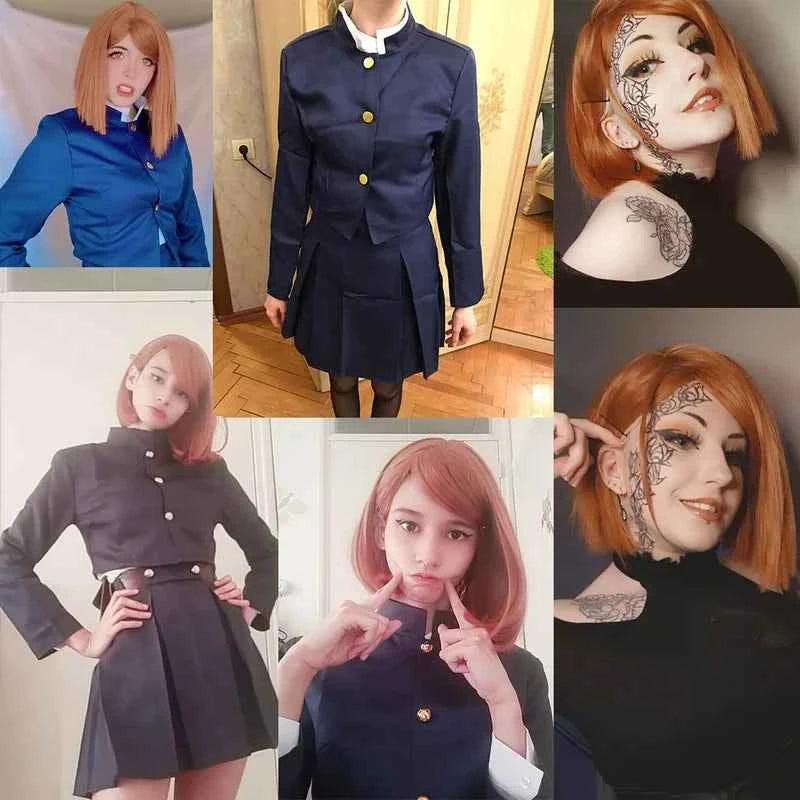 Anime Jujutsu Kaisen Cosplay Costume Kugisaki Nobara Tatoo Girls Women Dress Uniform Full Set