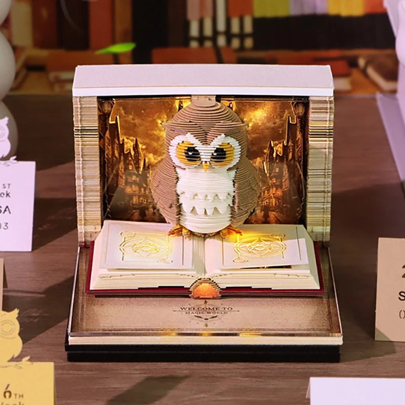 ANENG 2026 3D Paper Carving Desk Calendar with LED Light