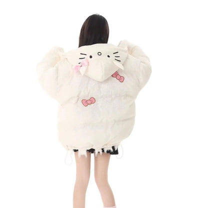 Sanrio Y2K Hello Kitty Winter Women Camouflage Down Jacket Thicken Coat Anime Kawaii Warm Cotton Clothes Tops Girl Student Loose SS69 27.69 C / XXXL