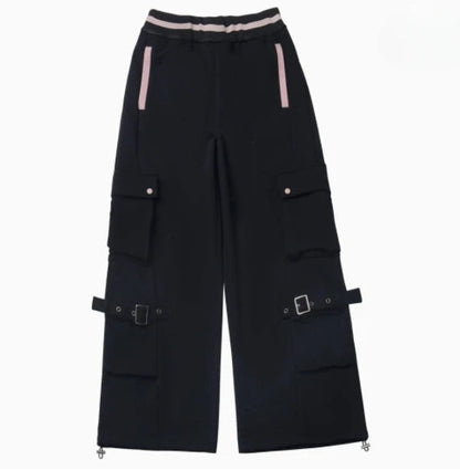 Pink and Black Splicing Color Hooded Baseball Jacket Casual Pant Sets 2025 Spring and Autumn Sweet Cool Girl Students Outfits SS69 66.69 pant / S