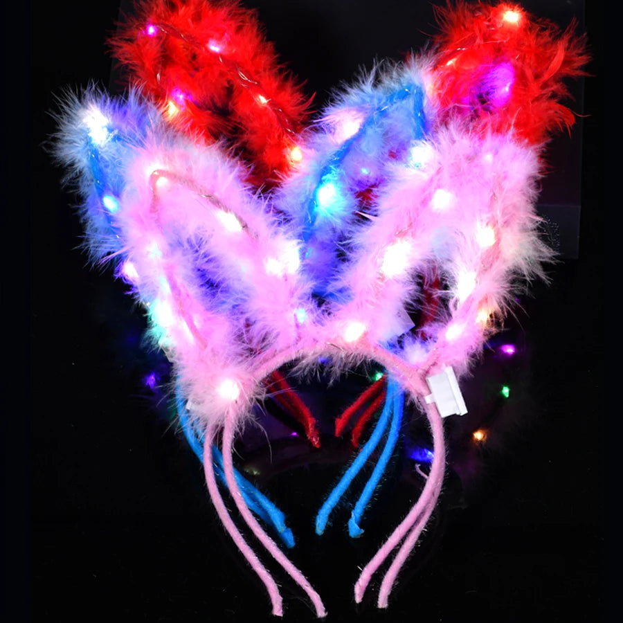 LED Glow Cat & Bunny Ear Headbands - 10/20/30 Pcs