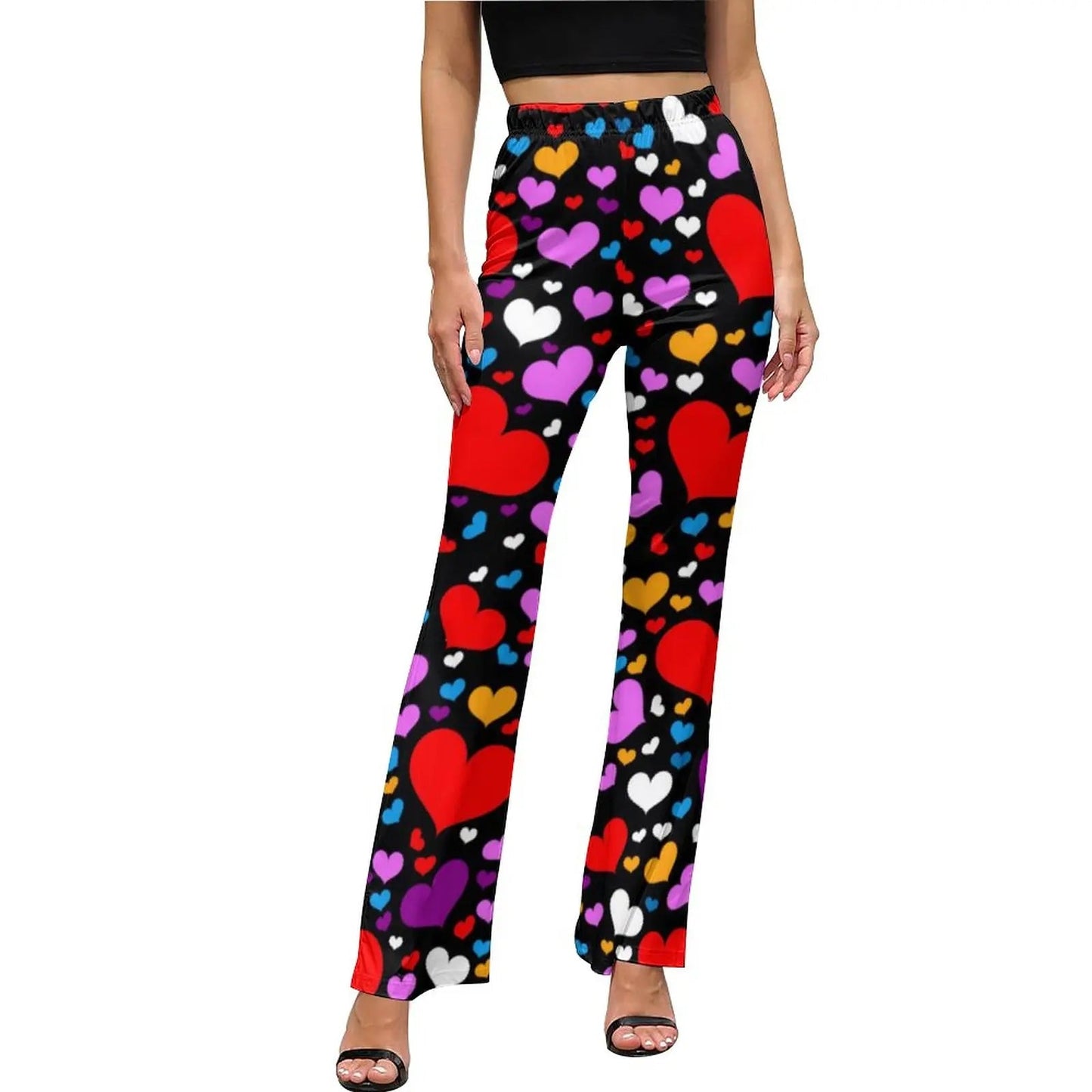 Heart Confetti Pants Elastic Waist Pink Valentines Day Streetwear Flare Pants Summer Casual Pattern Oversize Trousers SS69 34.69 style-5 / XL / CHINA