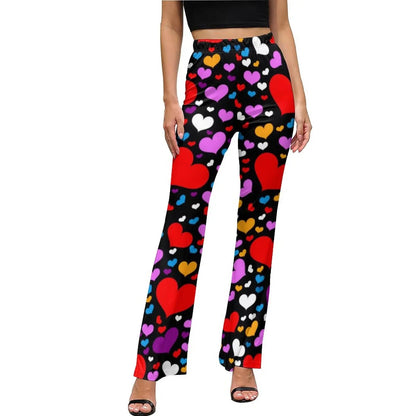 Heart Confetti Pants Elastic Waist Pink Valentines Day Streetwear Flare Pants Summer Casual Pattern Oversize Trousers SS69 34.69 style-5 / XL / CHINA