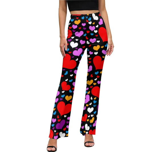 Heart Confetti Pants Elastic Waist Pink Valentines Day Streetwear Flare Pants Summer Casual Pattern Oversize Trousers SS69 34.69 style-5 / XL / CHINA
