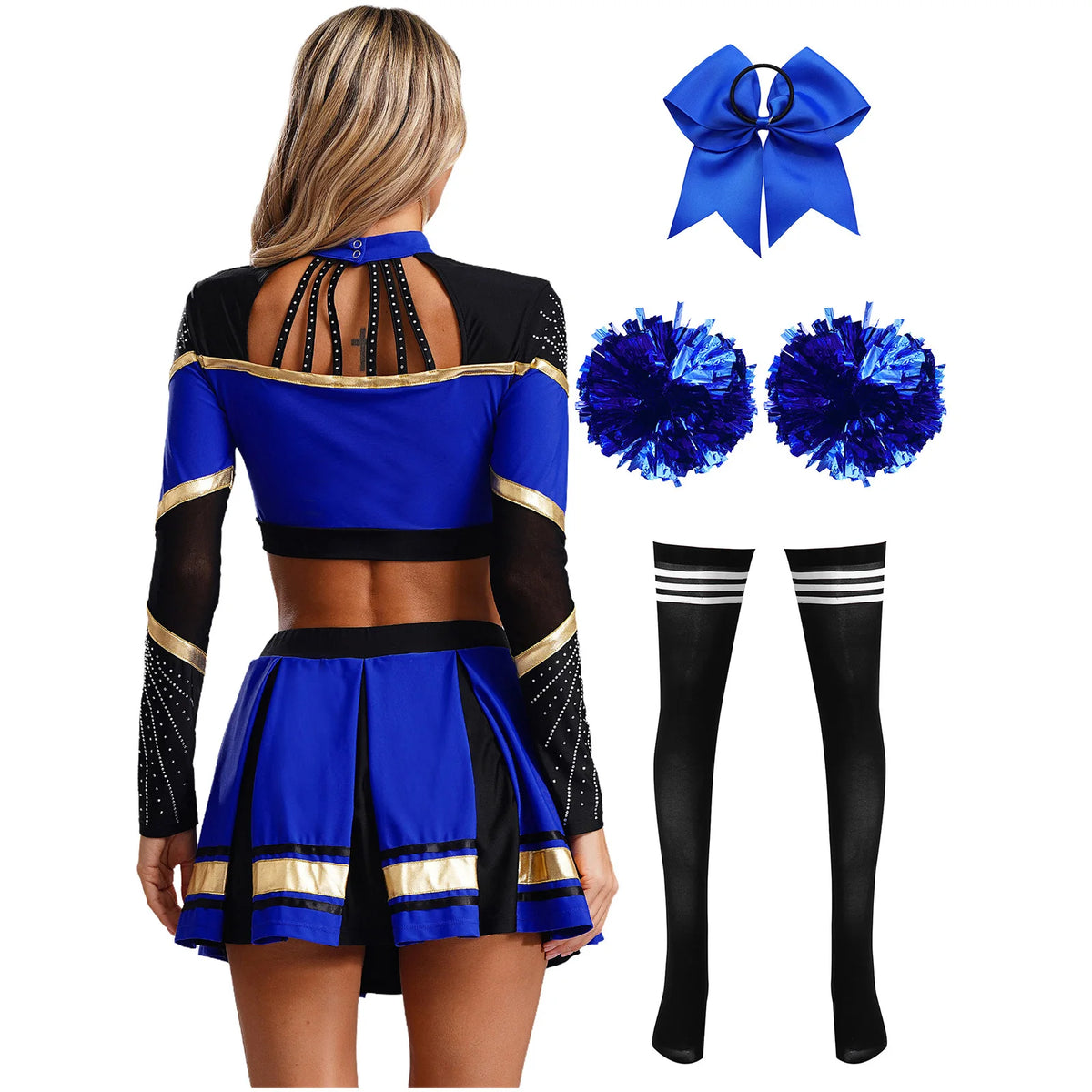 Women's Cheerleading Performance Costume Set with Crop Top and Skirt