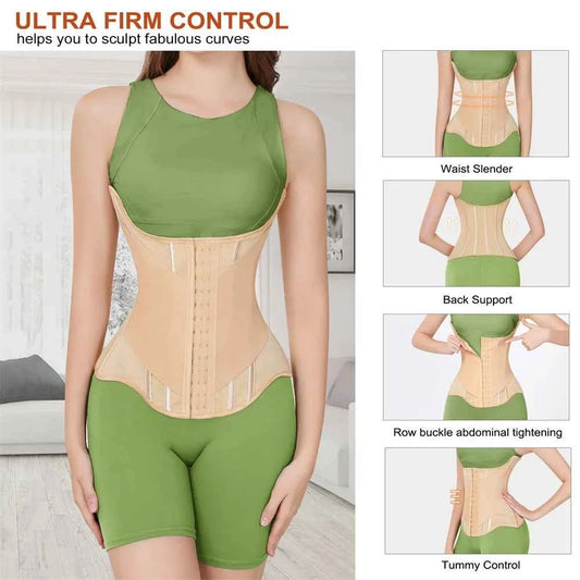 MiiOW U-shaped Waist Trainer Corset Women Buttoned Shapers Breast Lifted Waist Trainer Steel Bone Slimming Breathable Shapewear