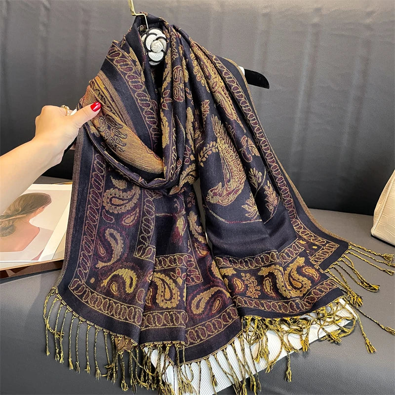 Luxury Brand Autumn Cashmere Pashmina Shawl Lady Wrap Warm Winter Scarves Design Print Female Foulard Cotton Stoles Scarf 2023 SS69 13.69 T099-14