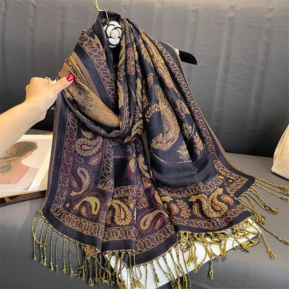 Luxury Brand Autumn Cashmere Pashmina Shawl Lady Wrap Warm Winter Scarves Design Print Female Foulard Cotton Stoles Scarf 2023 SS69 13.69 T099-14