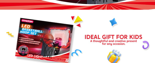 JOYFY LED Indoor Basketball Hoop Over The Door with Scoreboard and 4 Balls