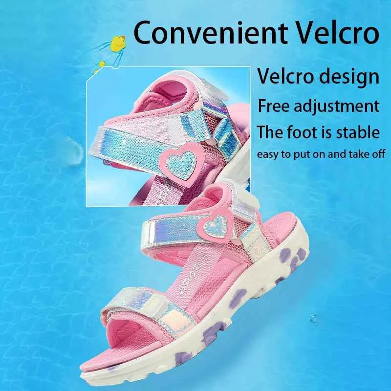 Girls' LED Sandals Children's Toddler Sports Beach Blue Pink Girls' Soft Shining Shoes Outdoor Soft Anti-Slip Princess LED Shoe