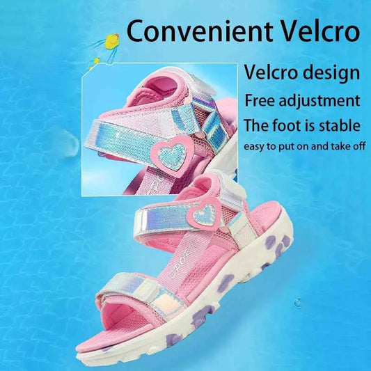 Girls' LED Sandals Children's Toddler Sports Beach Blue Pink Girls' Soft Shining Shoes Outdoor Soft Anti-Slip Princess LED Shoe