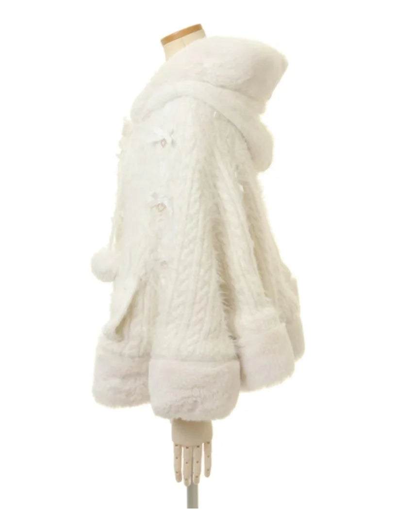 Godivana Lolita Faux Rabbit Fur Cape with Batwing Sleeves