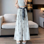 Women's Floral Print Wide Leg Pants - High Waist Casual Trousers