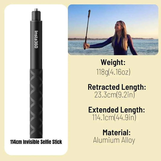 Insta360 Invisible Selfie Stick 114cm 100cm 85cm Extensible Monopod Grip For Insta 360 X5 X4 Air X3 Original Accessories